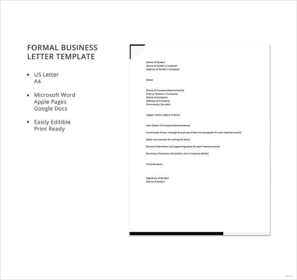 15+ Formal Letter Formats - PDF, DOC, Apple Pages, Google Docs