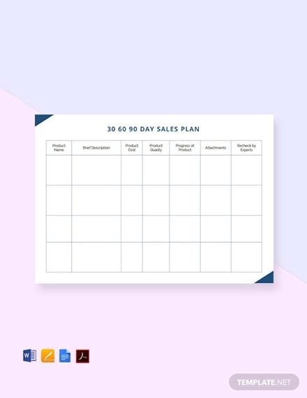 free 30 60 90 day sales plan template