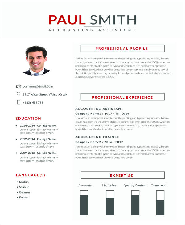 free assistant accountant resume template
