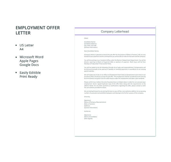Company Offer Letter Template 10 Free Word Pdf Format Download