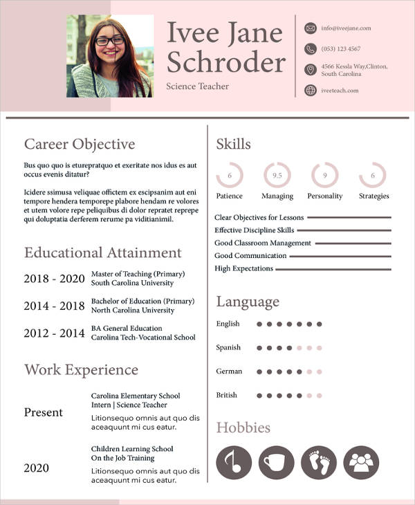 free fresher school teacher resume format