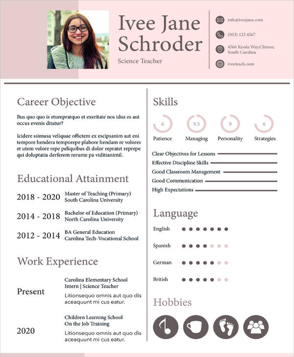 resume format for teacher job fresher pdf