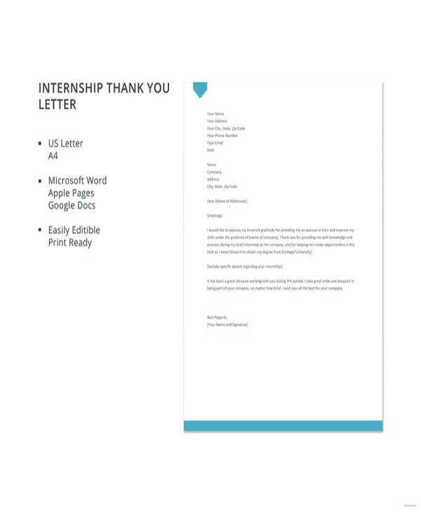 14+ Internship Thank You Letter Templates - PDF, DOC