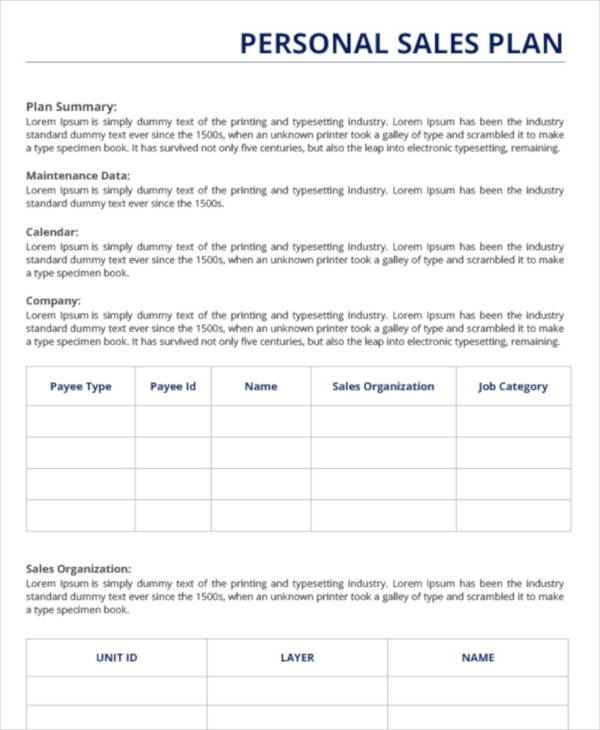 free-personal-sales-plan-template