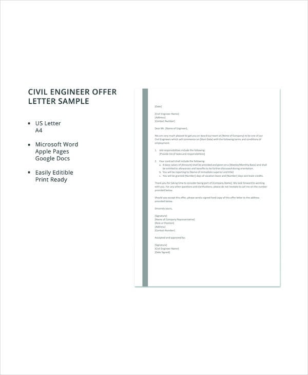 free sample civil engineer offer letter template