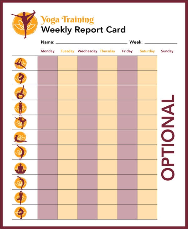 free training report card template