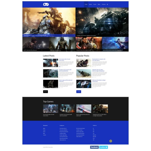 game portal responsive website template