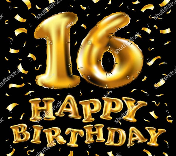 gold sweet 16th birthday banner template
