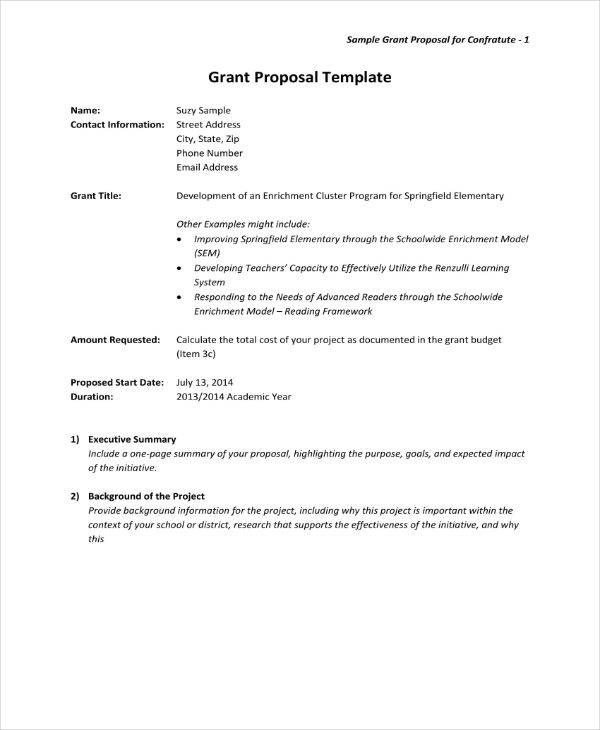 grant proposal sample