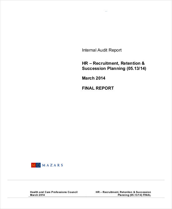 hr recruitment internal audit report