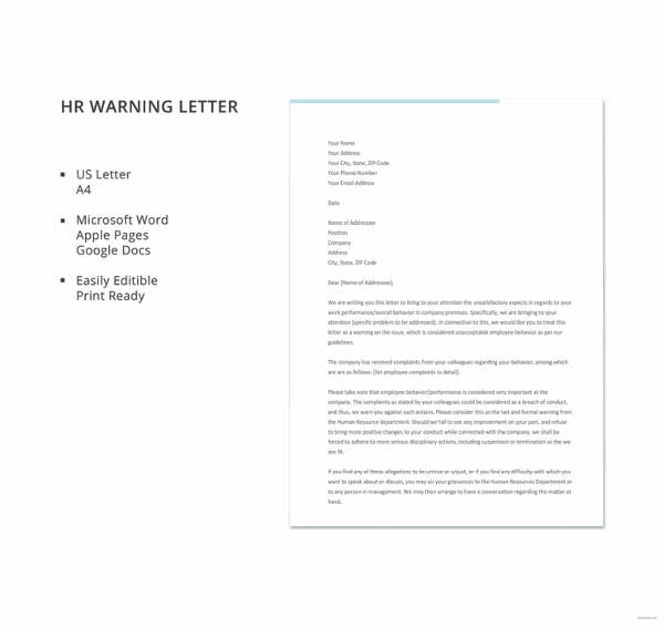 hr warning letter template