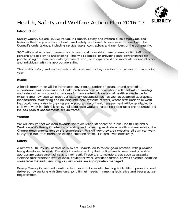 Welfare, health and safety