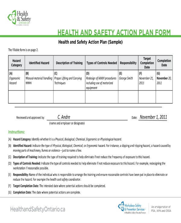15 + Health and Safety Action Plan Templates PDF, Google Docs, MS