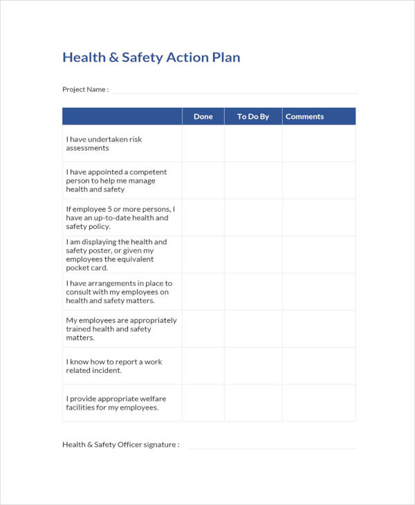 15 Health And Safety Action Plan Templates PDF Google Docs MS 