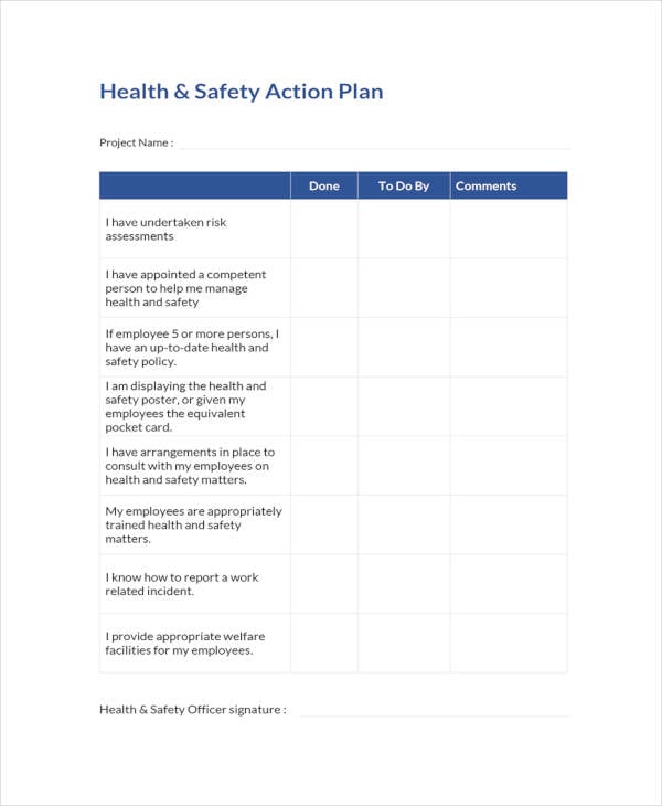 15   Health and Safety Action Plan Templates PDF Google Docs MS