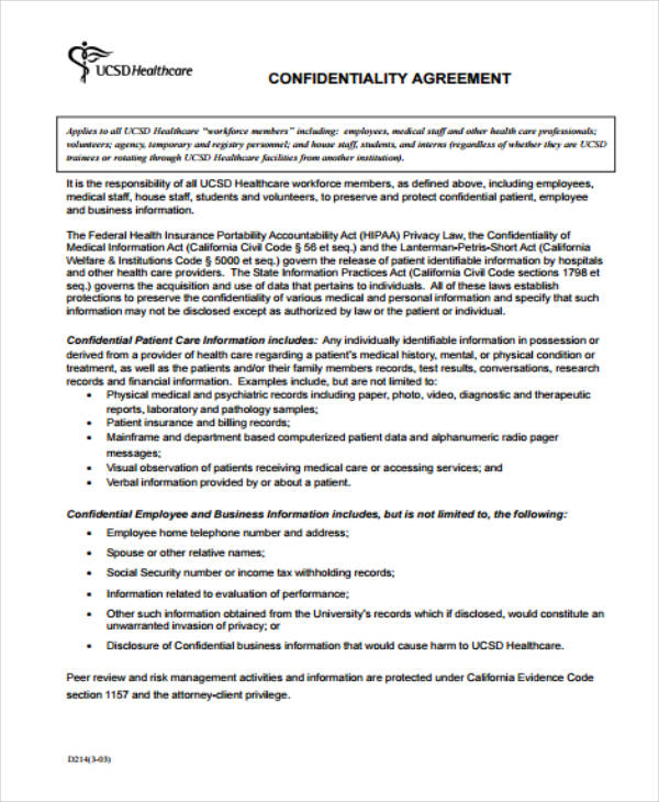 11+ Medical Confidentiality Agreement Templates - PDF, Word