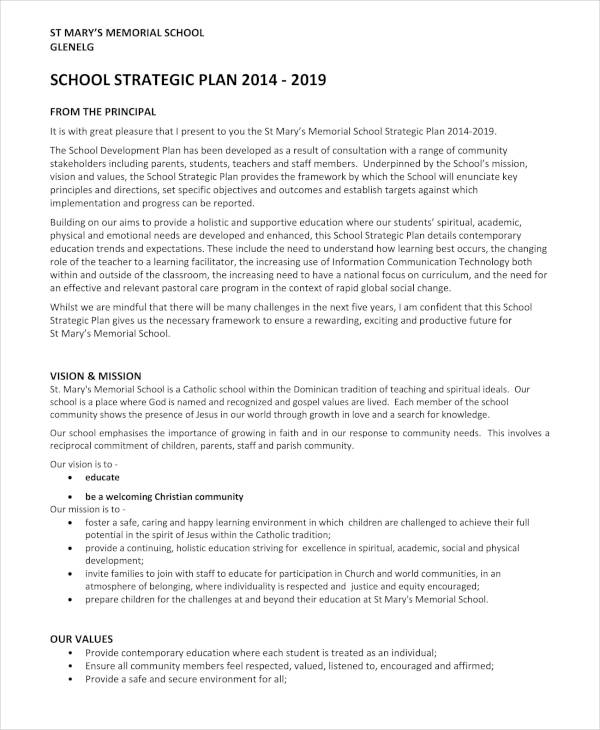 high school strategic plan sample