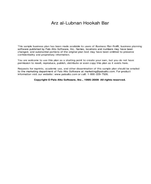 hokah bar business plan 0
