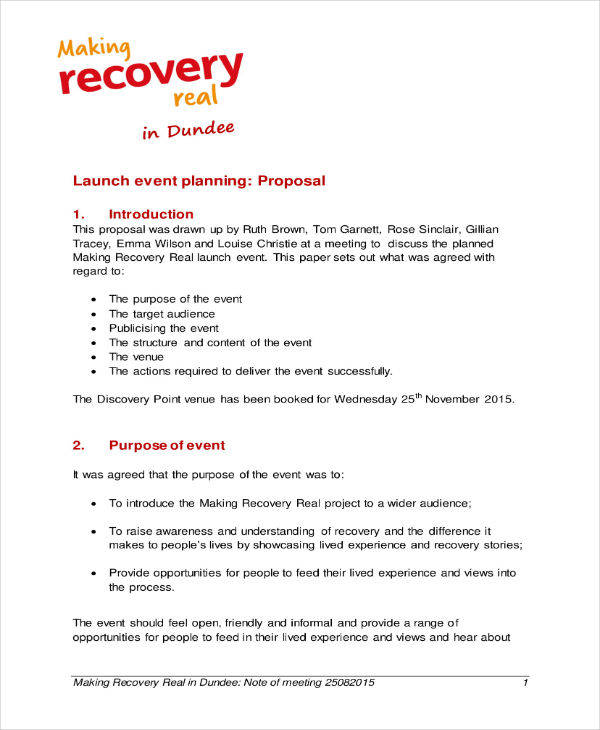 launch event planning proposal