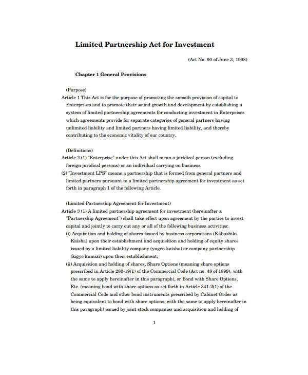 limited partnership investment agreement