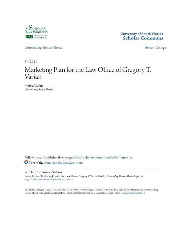 Marketing Plan for Law Office