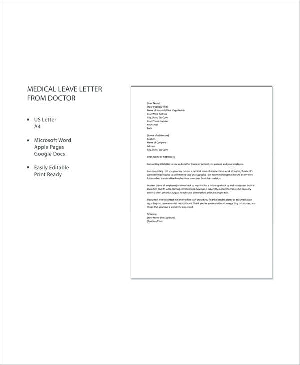 Medical Leave Letter - 13+ Free Word, Excel, PDF Documents Download