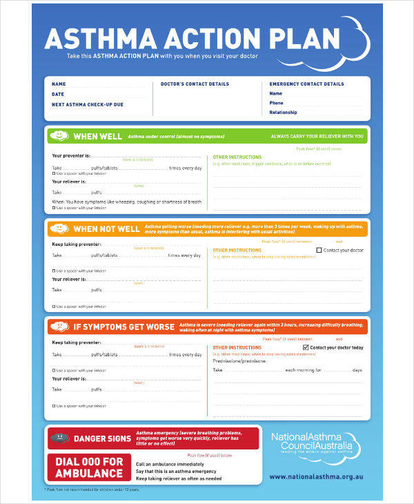Asthma Action Plan Picture Only