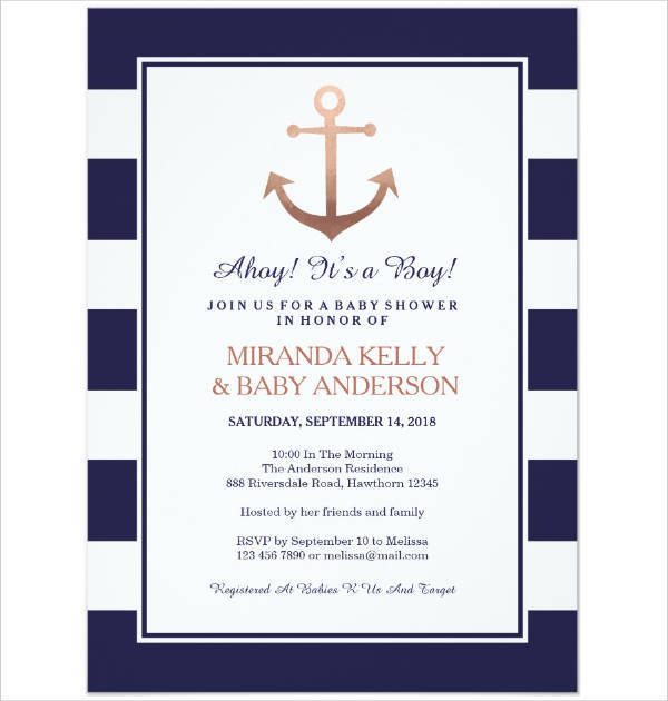 nautical baby shower invitation