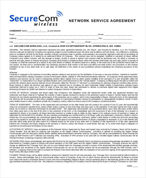 network service agreement