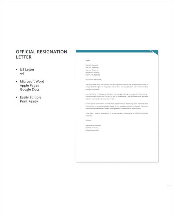 official-resignation-letter