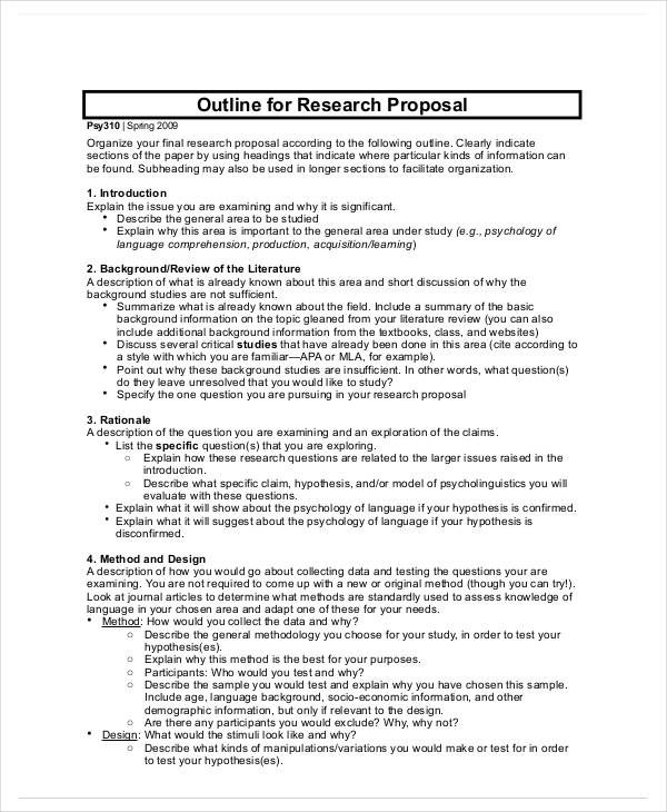 outline for research project proposal