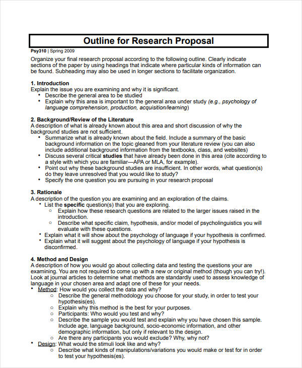 outline of a research project proposal