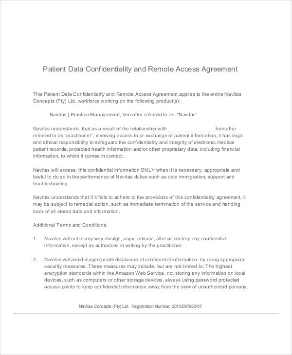 patient data confidentiality agreement
