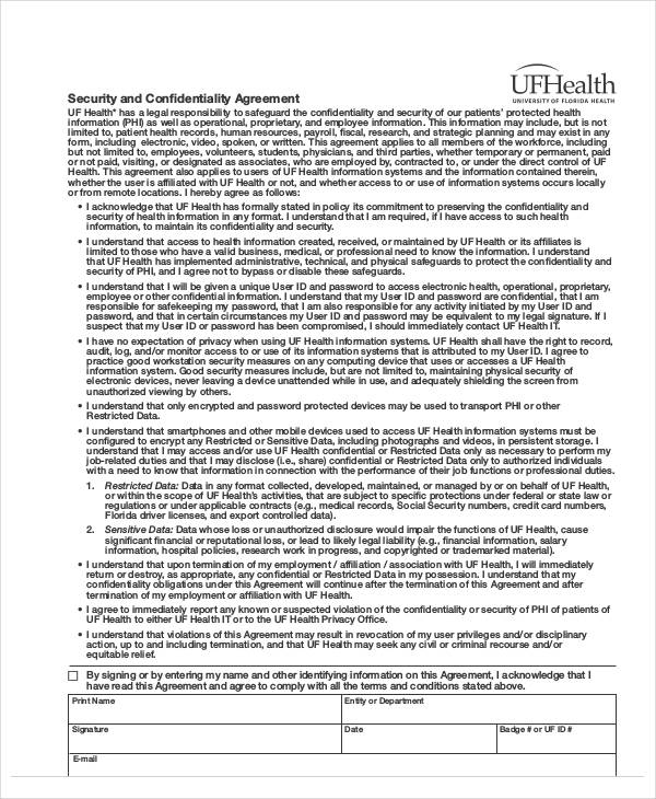 patient security and confidentiality agreement