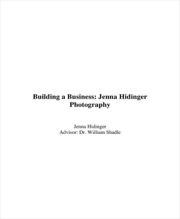 photography business plan building