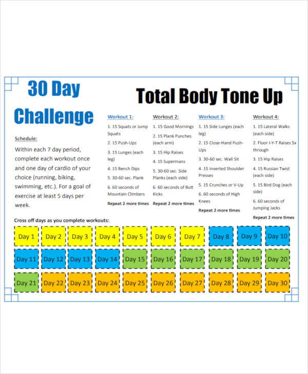 9 30 Day Workout Plan Templates Pdf Word 6379