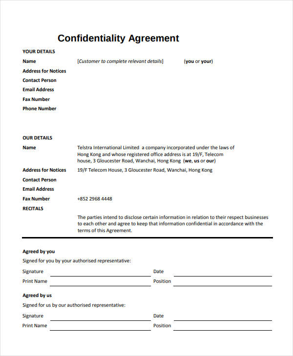 business plan confidentiality agreement sample