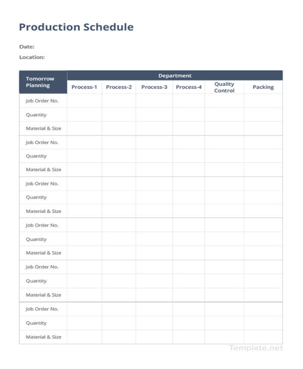 production schedule template