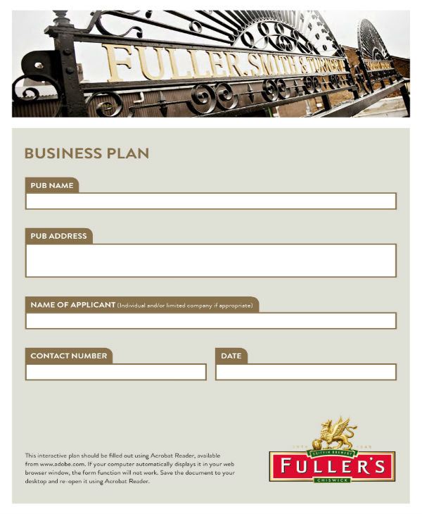 bar business plan template uk