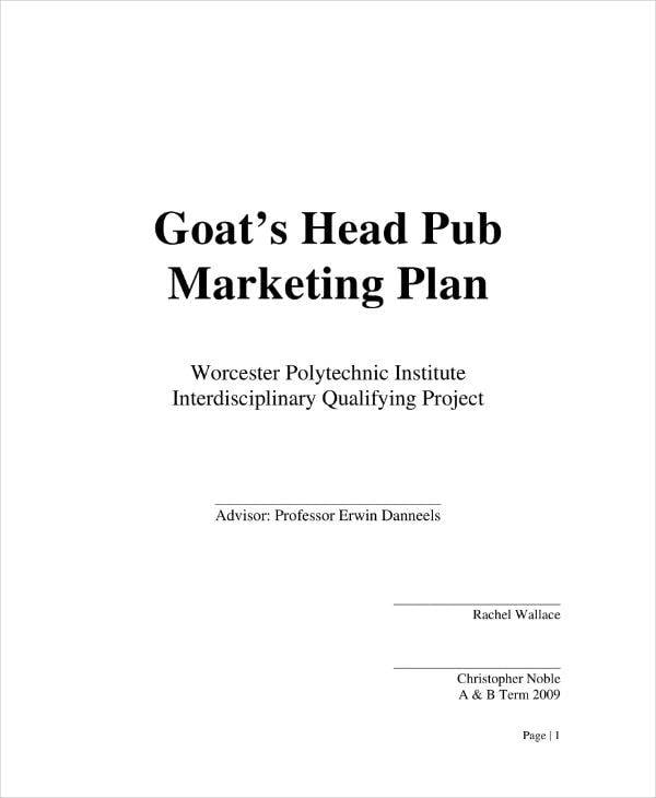 pub restaurant marketing plan