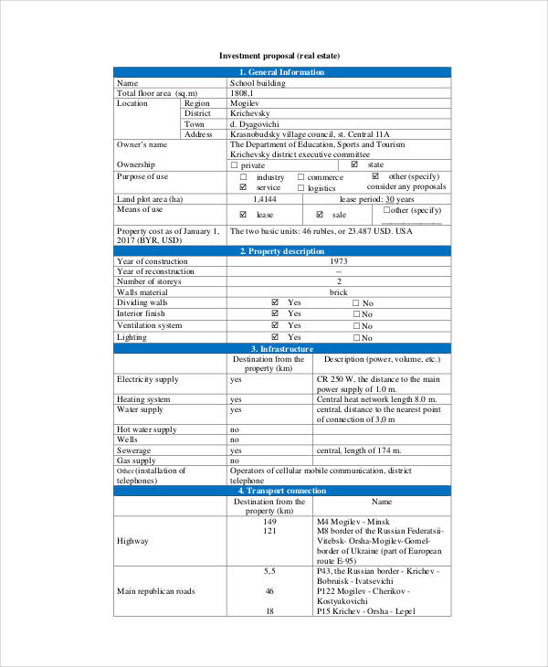 real estate investment proposal example