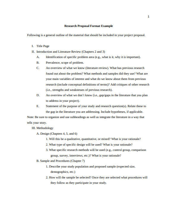 research project proposal format