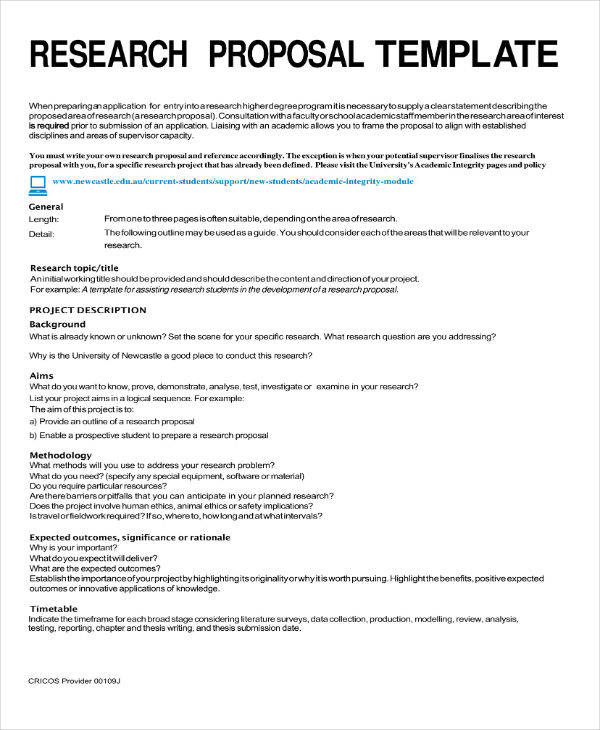 11+ Research Proposal Outline Templates - PDF