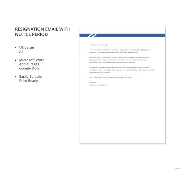 39+ FREE Notice Period Letter Templates PDF, DOC