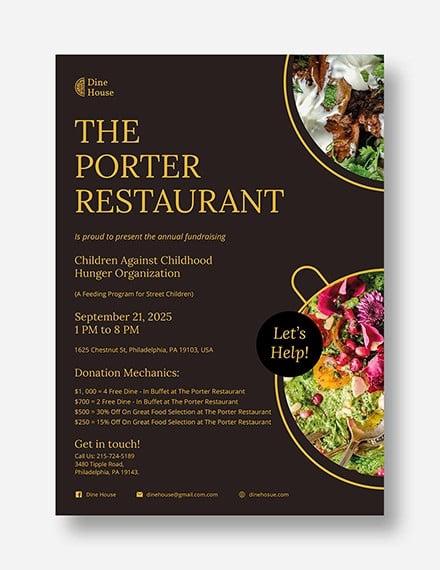 restaurant fundraising flyer template