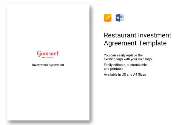 restaurant investment agreement sample