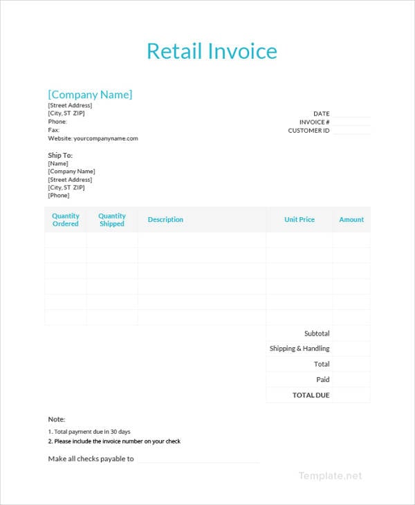 retail invoice template 13 free word excel pdf format download