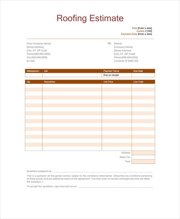 12+ Roofing Estimate Templates PDF, DOC Free & Premium Templates