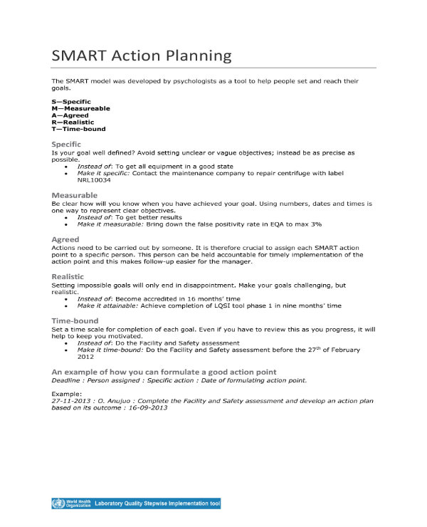 11+ SMART Action Plan Templates PDF, Word