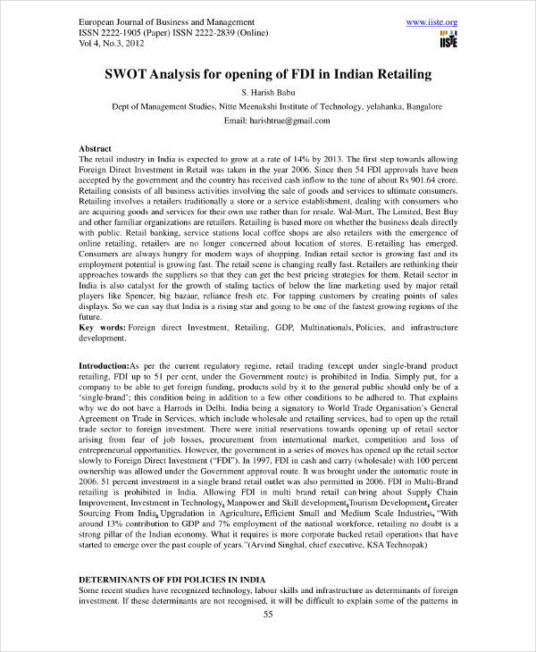 swot analysis for indian retailing
